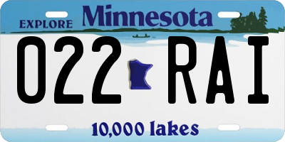 MN license plate 022RAI
