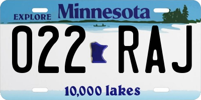 MN license plate 022RAJ