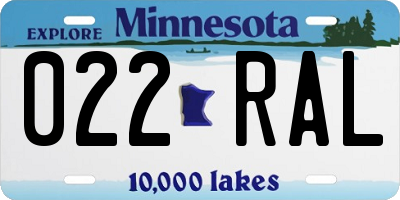 MN license plate 022RAL