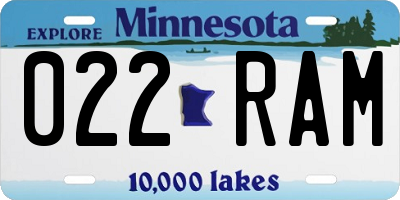 MN license plate 022RAM
