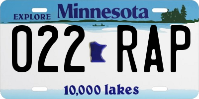 MN license plate 022RAP