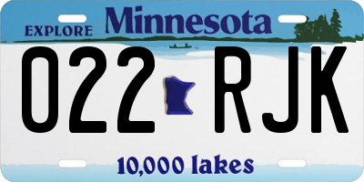 MN license plate 022RJK