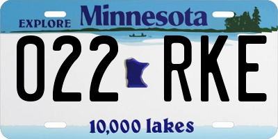 MN license plate 022RKE