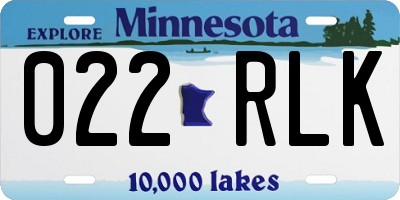 MN license plate 022RLK
