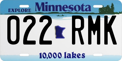 MN license plate 022RMK