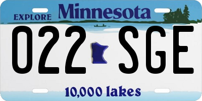 MN license plate 022SGE