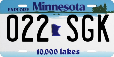 MN license plate 022SGK