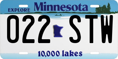 MN license plate 022STW