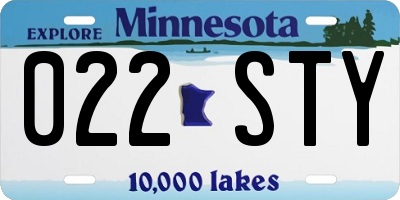 MN license plate 022STY