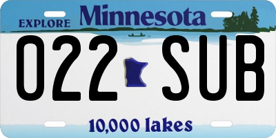 MN license plate 022SUB
