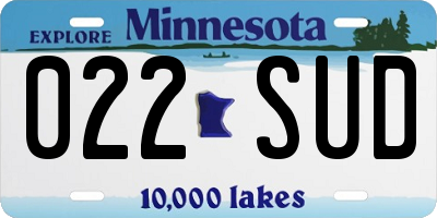 MN license plate 022SUD