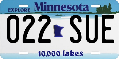 MN license plate 022SUE