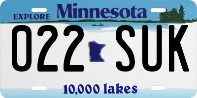 MN license plate 022SUK
