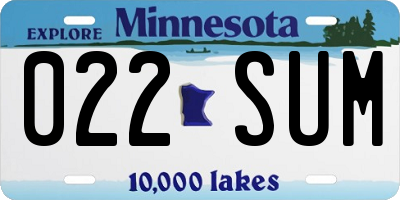 MN license plate 022SUM