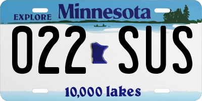 MN license plate 022SUS