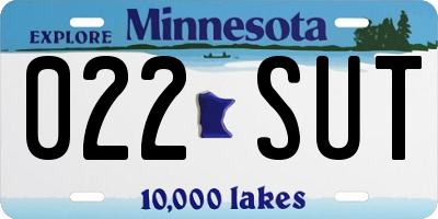 MN license plate 022SUT