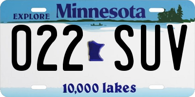 MN license plate 022SUV