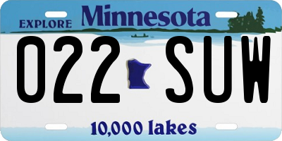 MN license plate 022SUW