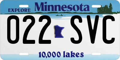MN license plate 022SVC