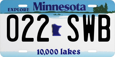 MN license plate 022SWB