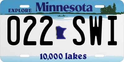 MN license plate 022SWI