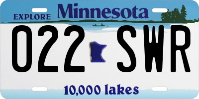 MN license plate 022SWR