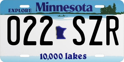 MN license plate 022SZR
