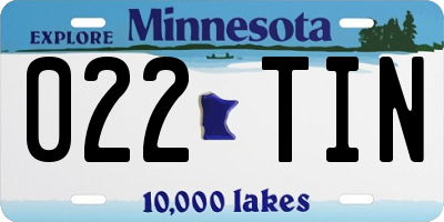 MN license plate 022TIN