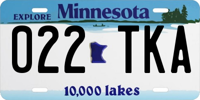 MN license plate 022TKA