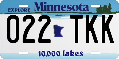 MN license plate 022TKK