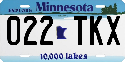 MN license plate 022TKX