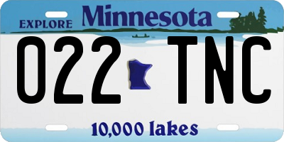 MN license plate 022TNC