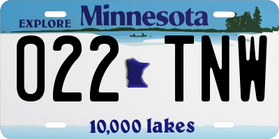 MN license plate 022TNW