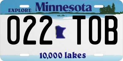 MN license plate 022TOB