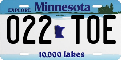 MN license plate 022TOE