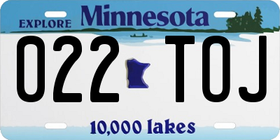 MN license plate 022TOJ