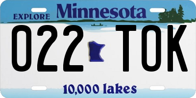 MN license plate 022TOK