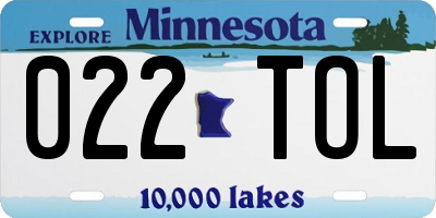 MN license plate 022TOL