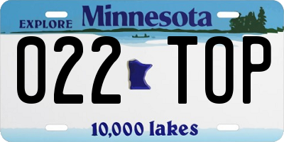 MN license plate 022TOP