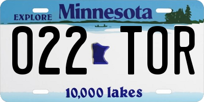 MN license plate 022TOR