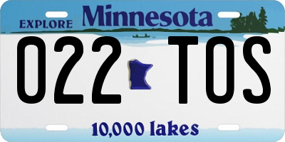 MN license plate 022TOS