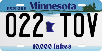 MN license plate 022TOV