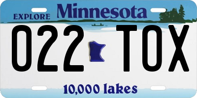MN license plate 022TOX