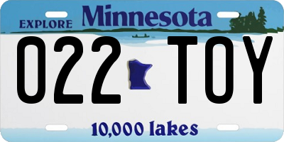 MN license plate 022TOY