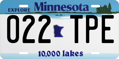 MN license plate 022TPE