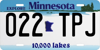 MN license plate 022TPJ