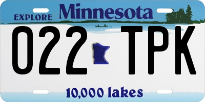 MN license plate 022TPK