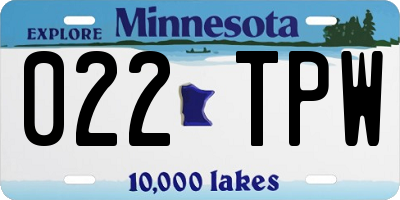 MN license plate 022TPW