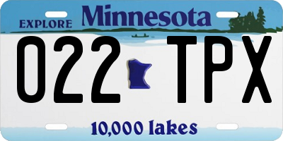 MN license plate 022TPX