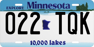 MN license plate 022TQK